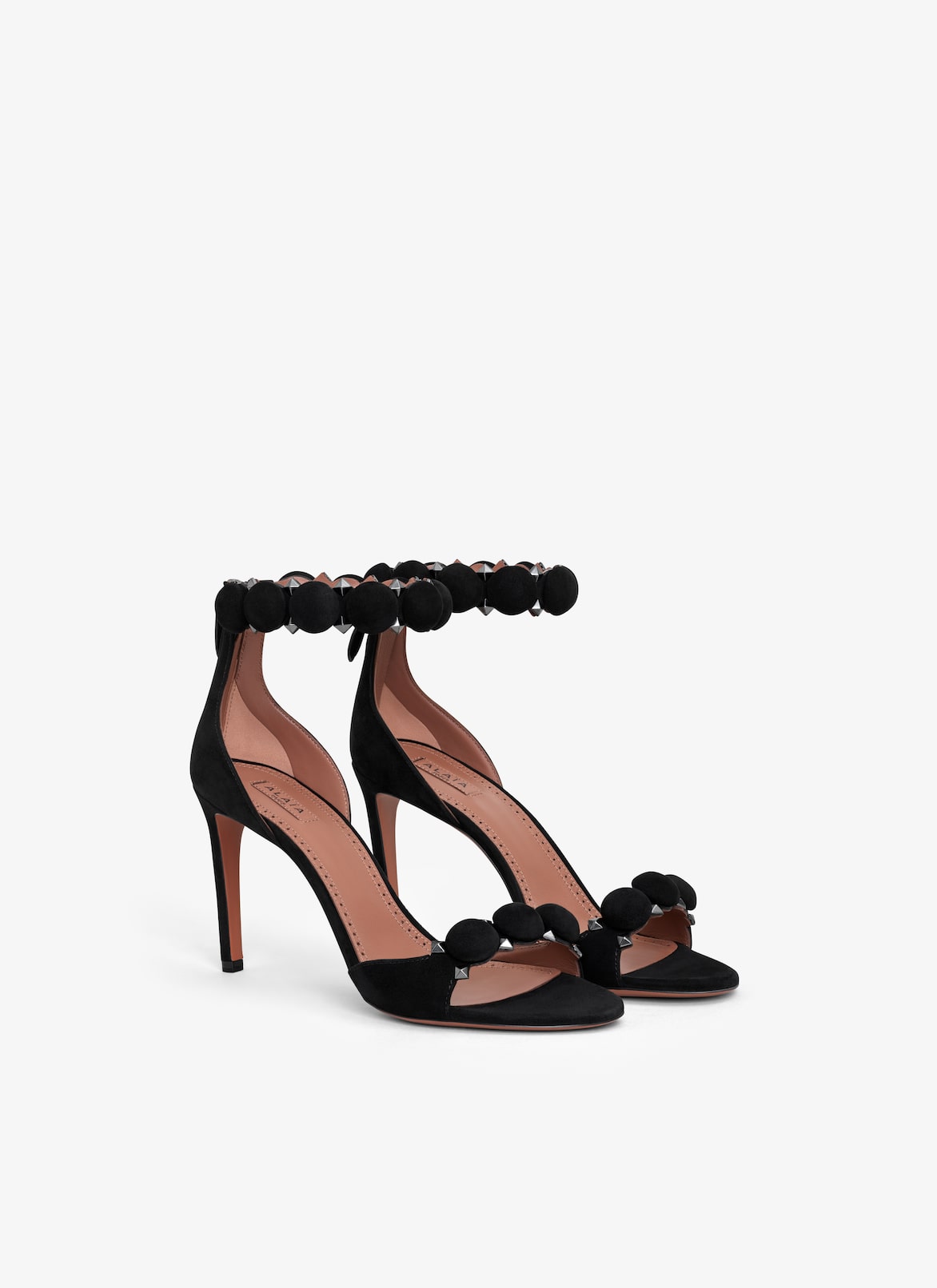 Bombe sandals in suede goatskin ALAÏA BLACK BOMBE SANDALS IN SUEDE GOATSKIN